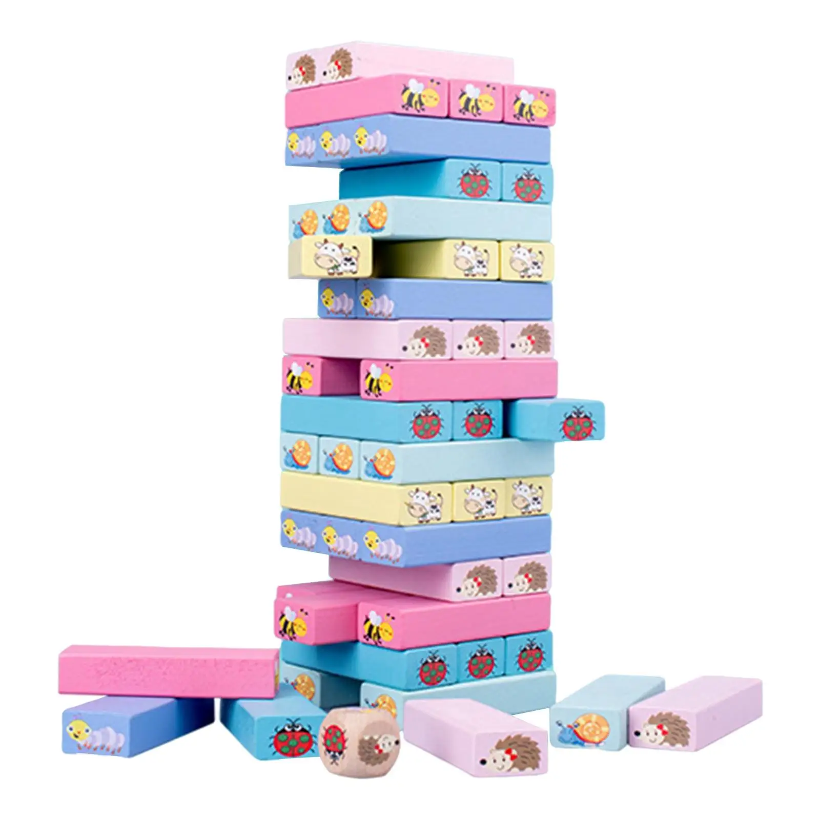 

Cartoon Stacking Tower Blocks Tumbling DIY Logical Thinking Multifunctional Kids Board Game Color Cognitive Gift