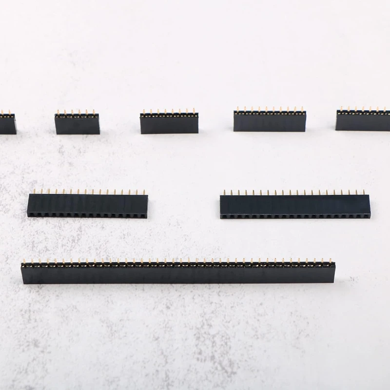 110Pcs 2.54mm Straight Single Row PCB Board Female Pin Header Socket Connector Assortment Kit 4/6/8/10/12/16/20/40 Header Pins