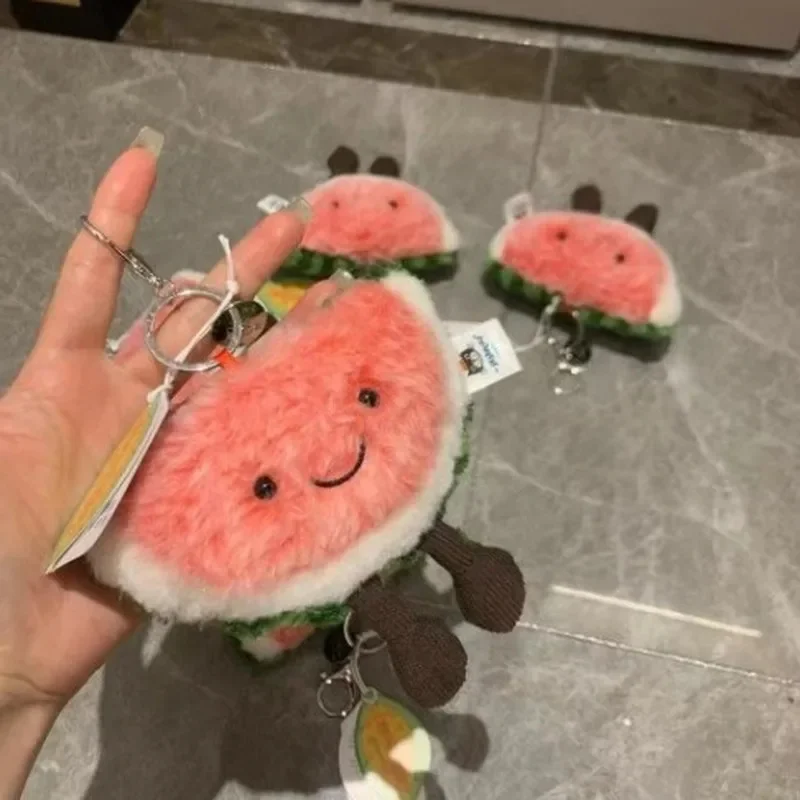 Original English Jellycat Watermelon Keychain Summer Fruit Series Cute Plush Pendant Accessories Keyring Best Gift For Kids