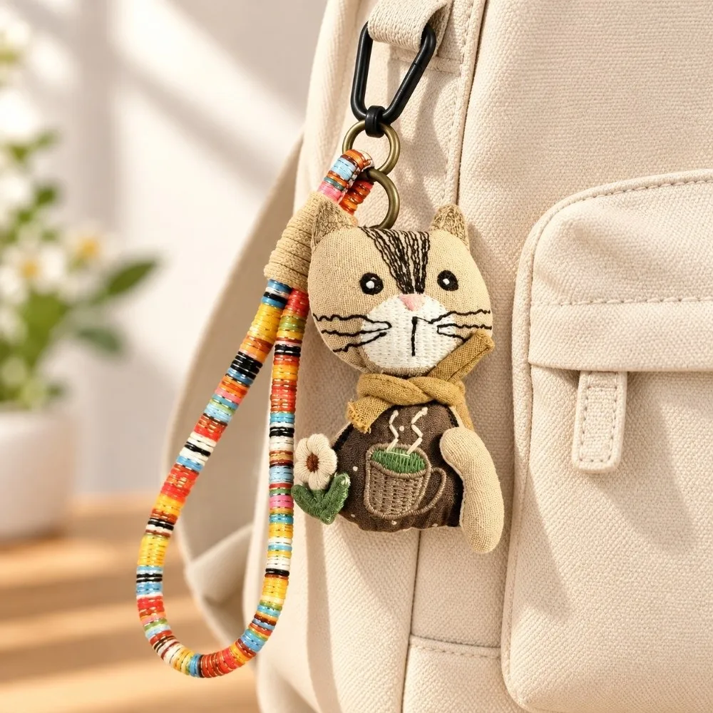 Versatile Cartoon Animal Keychain Handmade Portable Bag Pendant Creative Cloth Lucky Keyring Gift