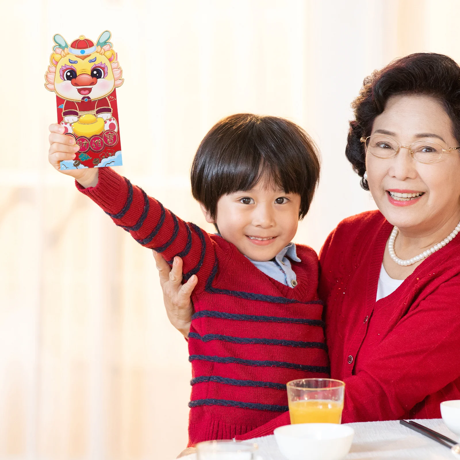 6 pz Drago Anno Buste Rosse 2024 Capodanno Cinese Tasca Dei Soldi Hongbao Lucky Red Pacchetti Festival Sacchetto Regalo Stile Del Fumetto