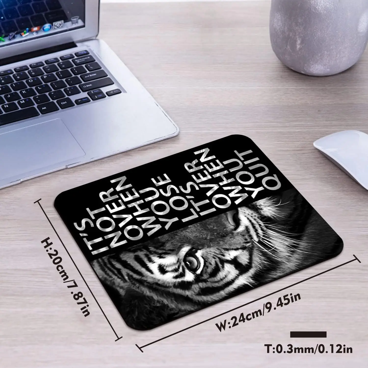 Imagem -02 - Mouse Pad de Cabeça de Leão Preto e Branco Citação Inspiradora Não Acabou Quando Você Perde Esteira Legal