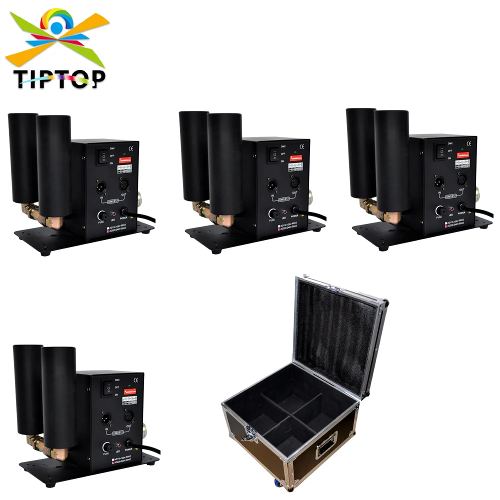 

4IN1 Flightcase Pack Dual Jet Pipe Stage DMX Co2 Jet Machine 110V 220V Solenoid Valve Power Con Gas In Out Fitting