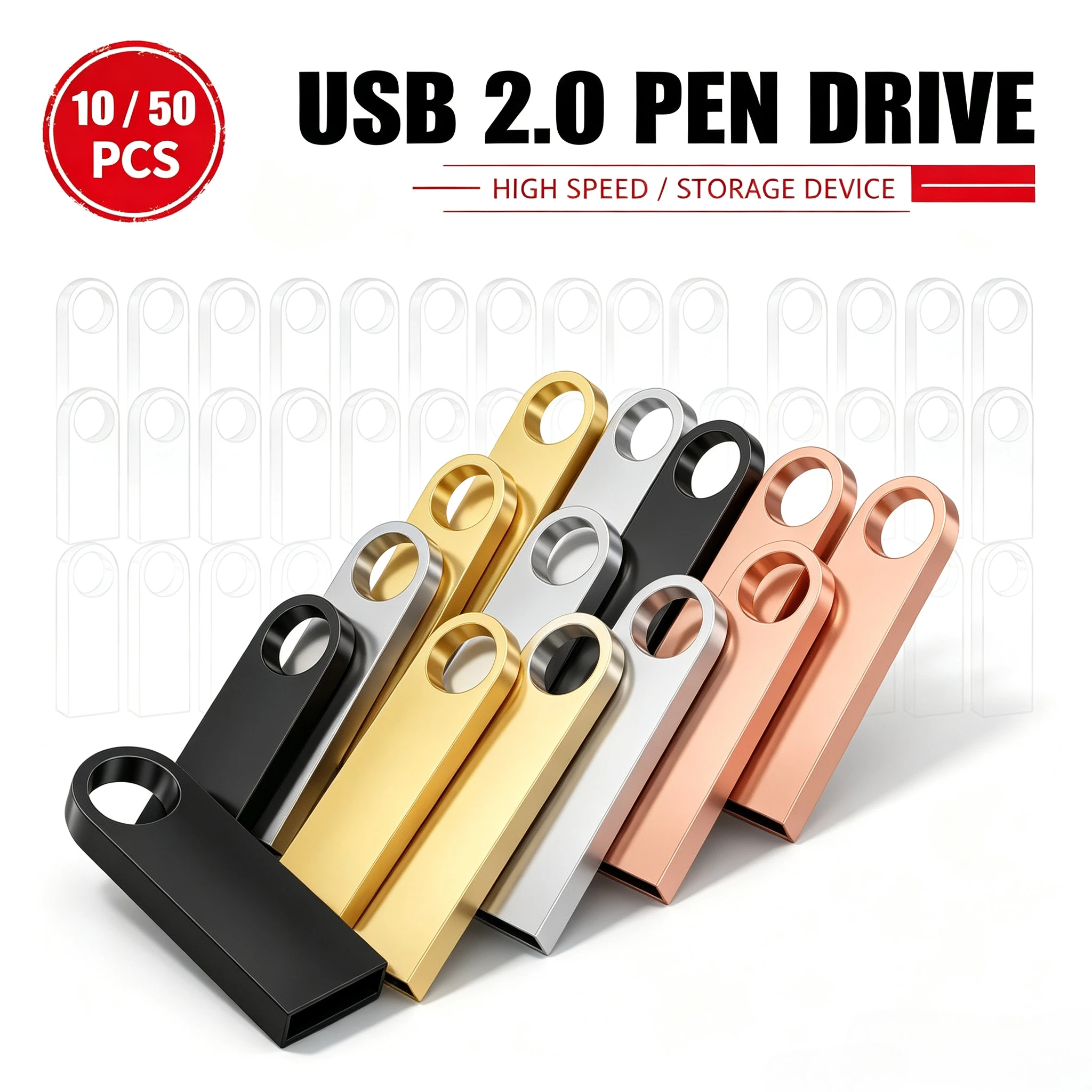 10/50Pcs Free Custom Logo metal USB Flash Drive 64GB 32GB 8GB 4GB memory Flash USB Stick pen drive 128mb 512mb PenDrive 2.0