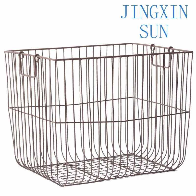 Simple wrought iron storage basket Large  basket Sundries sorting storage basket Floor-to-ceiling desktop American retro
