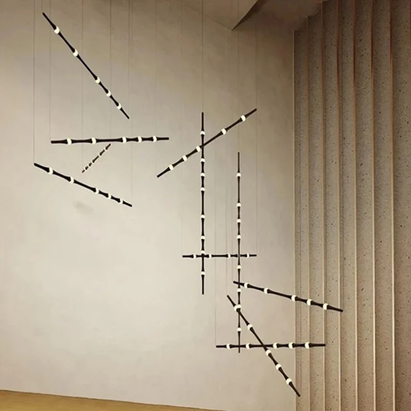 2026 Novelty LED Aluminium Long Strip Lamp Staircase Chandelier For Hotel Hall Parlor Duplex Staircase Restaurant Designer Chand