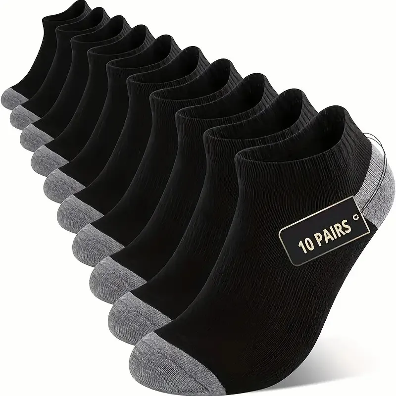 10/30 Pair Neutral Solid Color Low-Top Sports Socks Spring Summer Sweat Absorbing Breathable Comfortable All-Season Leisure Sock view 4