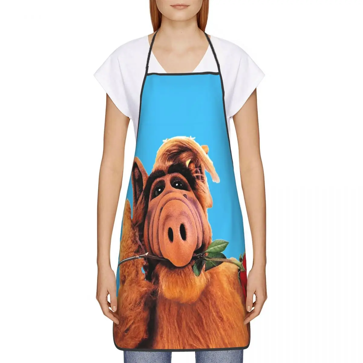 Alf And Flower Funny Aprons for Men Women Alien Life Form Adult Unisex Kitchen Chef Bib Tablier Cuisine Cooking Baking Gardening