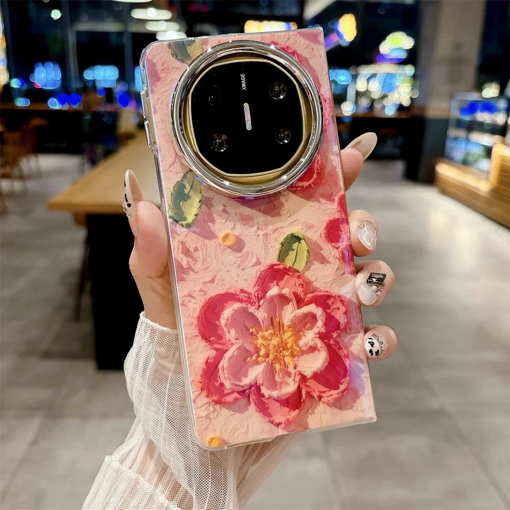 

Fashion Blu-ray Oil Painting Flowers Phone Case For HuaWei Mate X6 Protection PC Hard Shell Protection Back Cover