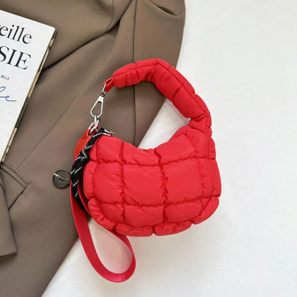 Portable Solid Color Cloud Pleated Coin Purse Mini Handbag Korean Style Small Wallet Quilted Bag Pendant Outdoor