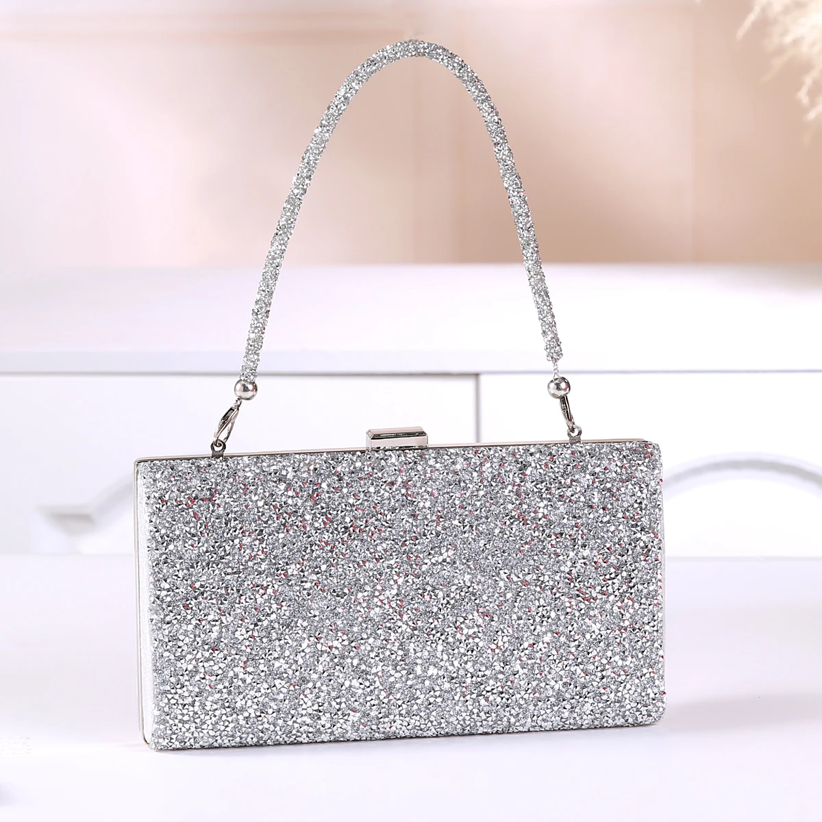 Fashion Designer Women Evening Bag Rhinestone Silver Gold Clutches Ladies Banquet Wedding Dinner Long Purse Female Handbag