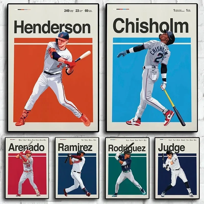 Retro Baseball Posters Rutschman Camden Yards Stadium Henderson Prints Baltimore Orioles Wall Art Gift Ideas Canvas Room Decor