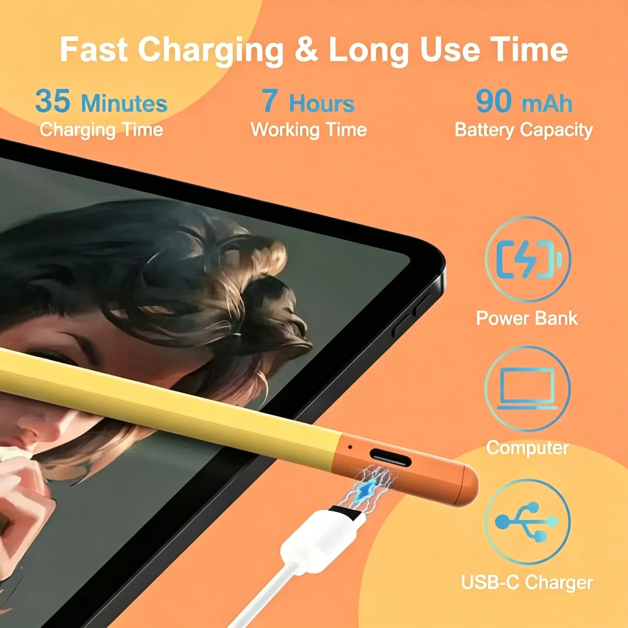 Palm Rejection Tilt Sensitivity Stylus Pencil for IPad Compatible with IPad Air M2 Pro 13/12.9 7th 8th 9th 10thGen 10.2Inch IPad view 4