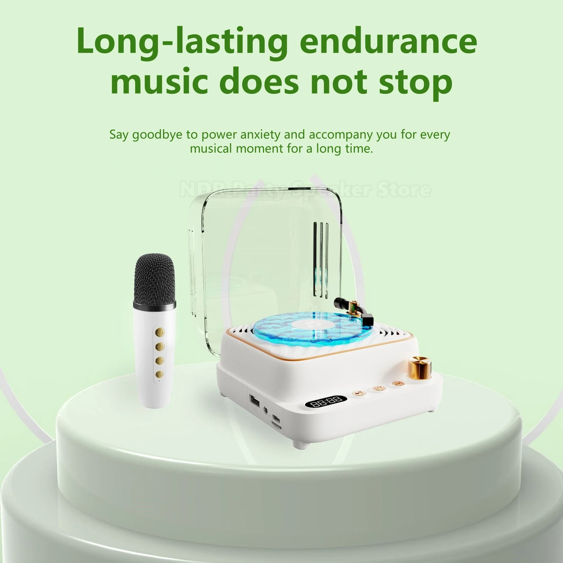 Portable Wave Vinyl Record Player 360 Stereo Surround Retro Bluetooth Speakers RGB Light Lamp Multifunctional Karaoke Machine