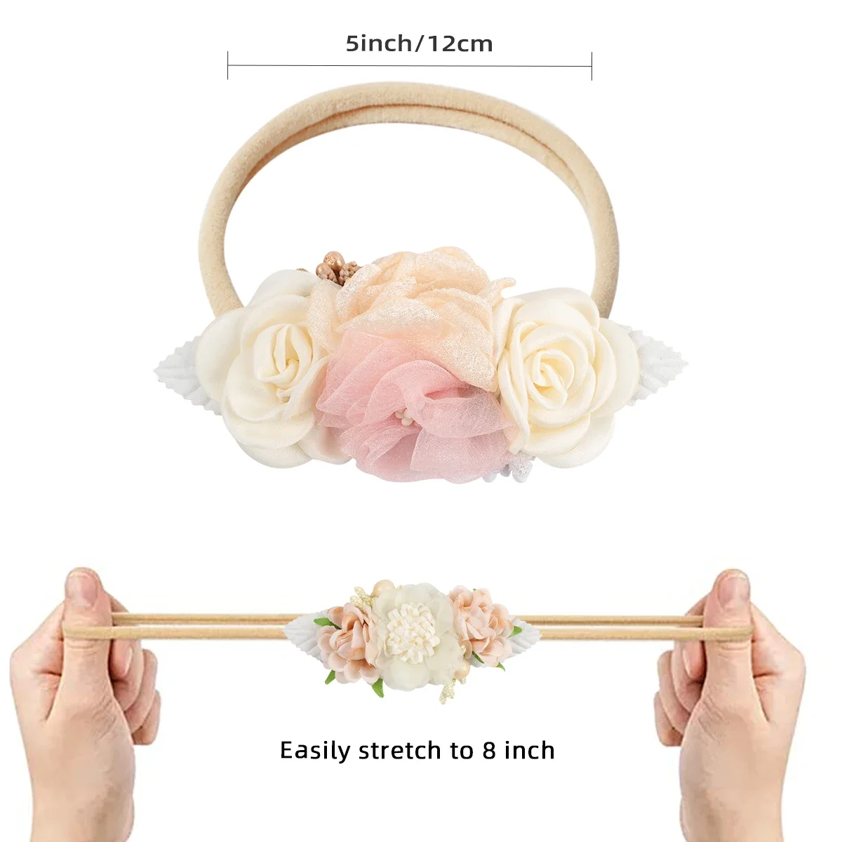 Girls Floral Headbands Hair Ties Newborn Baby Elastic Hairbands Princess Kids Pearl Flower Fresh Style Hair Accessories Headwear