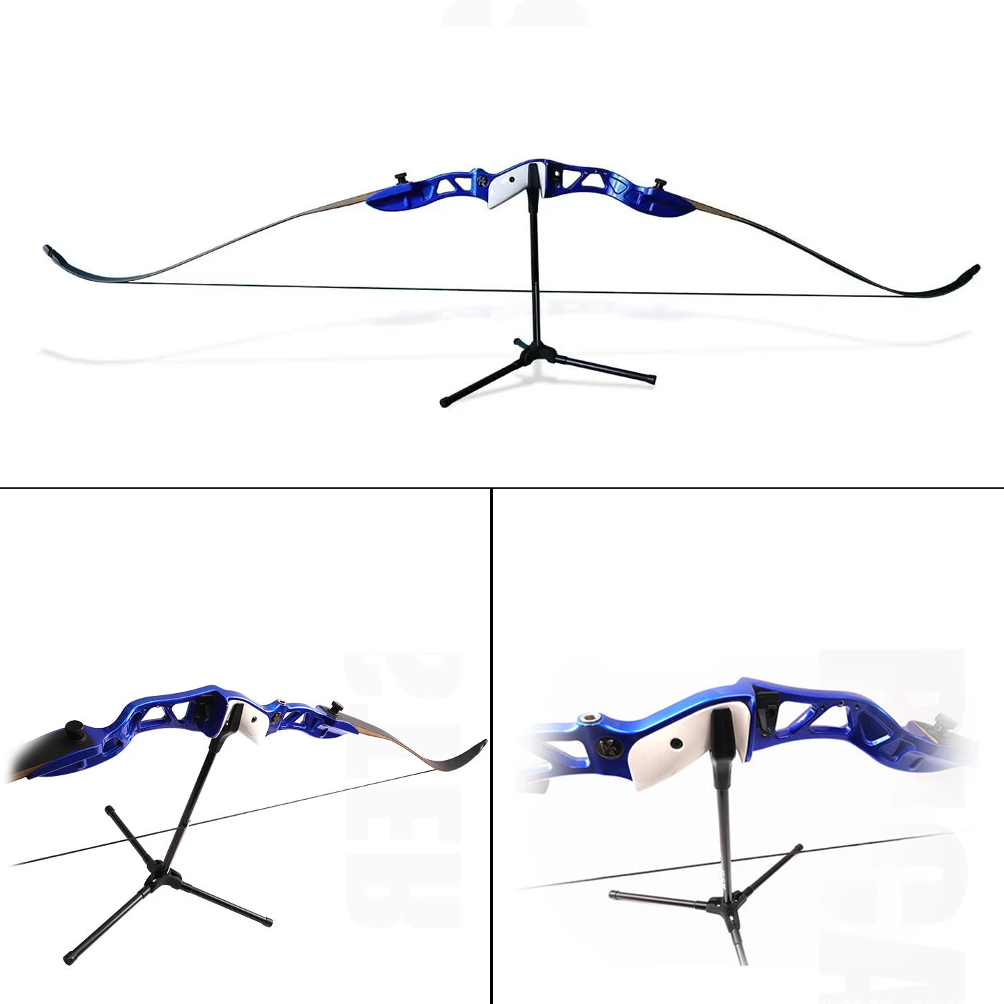 BICASTER Portable Recurve Bow Stand Folding Archery Tripod Lightweight Aluminum Alloy Base Fiberglass Shaft Bow Holder Rack