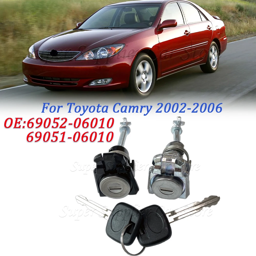 

A Set New For Toyota Camry 2002 2003 2004 2005 Car Door Lock Cylinder & 2 Keys Front Left / Right 69052-06010 2006 69051-06010