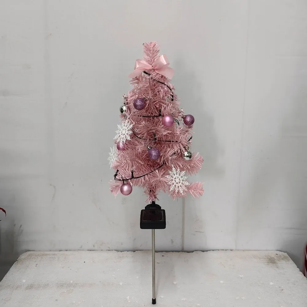 Realistic Solar Christmas Tree Lights Creative Cordless Landscape Lawn Lamp Waterproof Ground Mounted