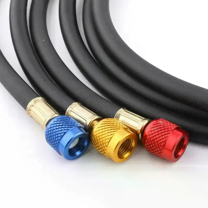 3Pcs HVAC Air Condition Refrigerant Charging Hoses 4000psi Burst/800psi Max Rubber Material R22R134 1/4'' SAE Charging Hose Set