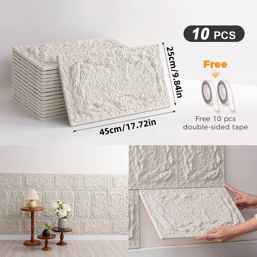 5/10 Pieces 25X45Cm Sxp Pu Imitation Stone Brick 3D Wall Panels Wall Stickers 10mm Thickened Version Simulated Stone Slabs Cultural Stone Tiles