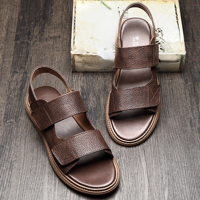 Italian Flat Mens Genuine Leather Sandals  Handmade Quality Luxury Designer Comfortable 2024 New Classis Office Summer Shoes Man