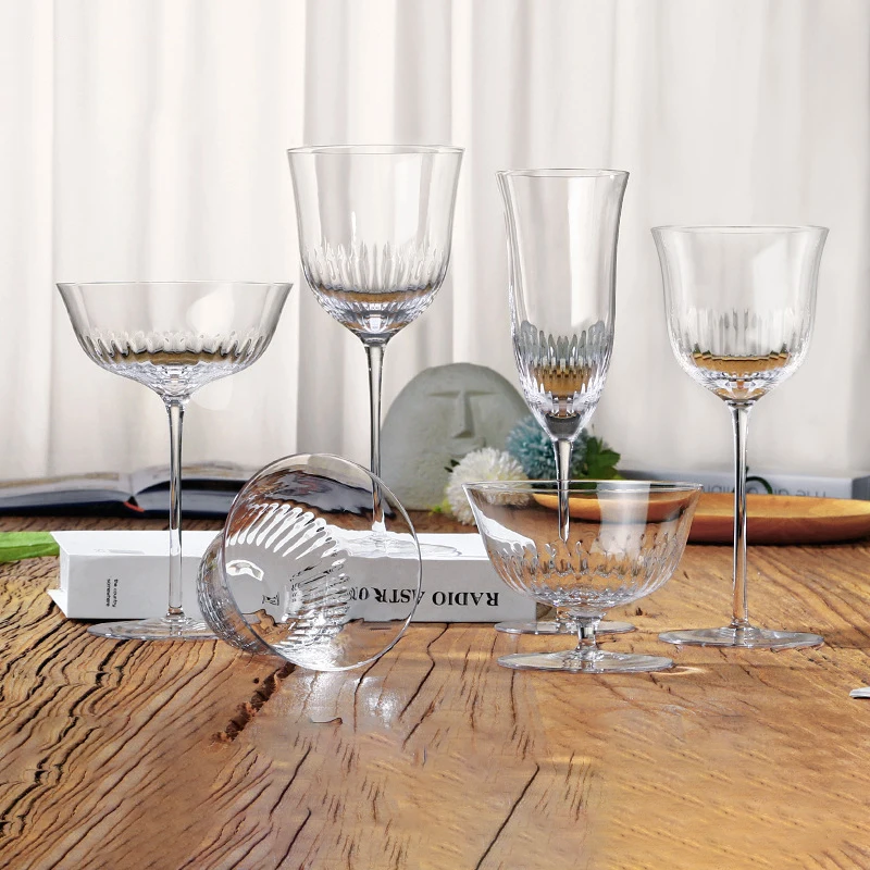 

Clear/Green Hand-blown Crystal Glass Champagne Glasses Goblet Ice Cream Glasses Tulip Intersuppressed Red Wine Glasses