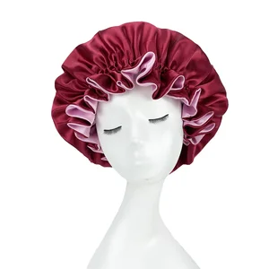 Bonnet cetim reversível para cabelos cacheados, dupla camada, boné de sono ajustável para mulheres, boné de cabelo elástico, chapéu de noite, sólido, novo 8 principais vendas duplo venus - №1