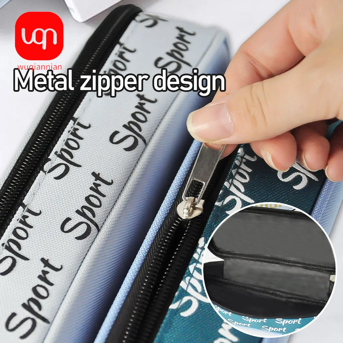 WQN 1pc Fashion Multi-color Zipper Pen Bag - Thick And Durable, With Separate Compartments For Storage, Easy To Carry.