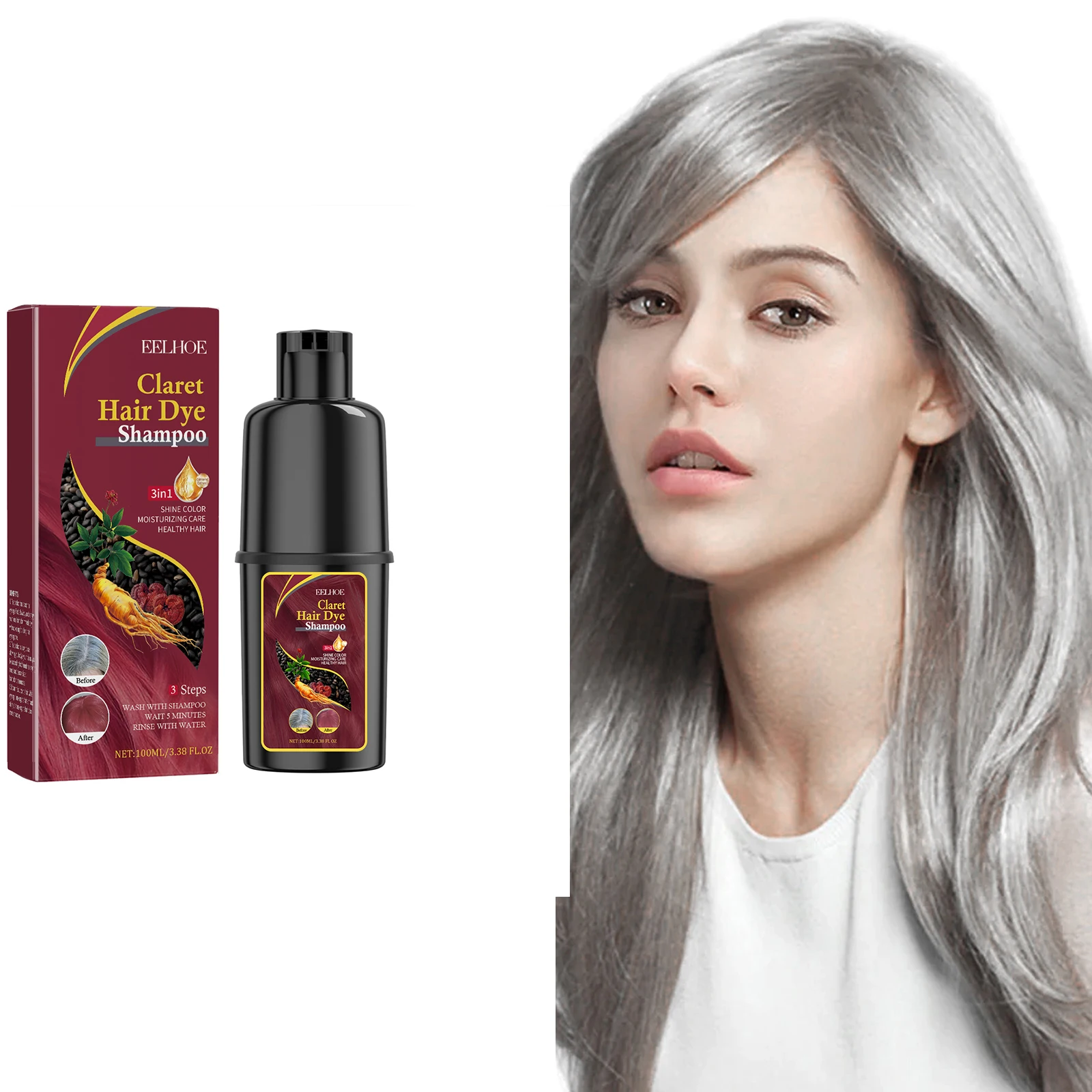 

Hair Dyeing Shampoo 3-in-1 Rapid Hair Dyeing Repair Dry Cleaning Nourishing Hair Roots Restoration Hair Coloring Black Shampoo