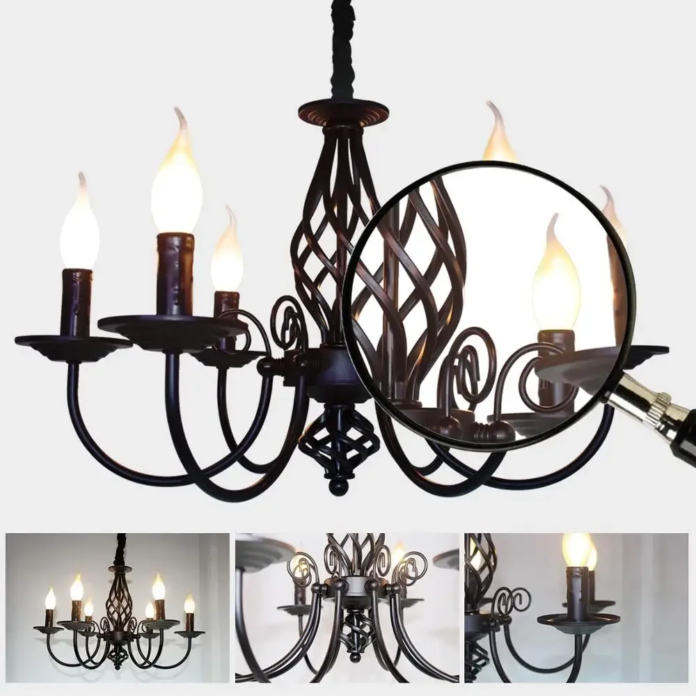 

Nordic Vintage Candle Chandeliers Lighting Lustre Hanging lamps for Ceiling Farmhouse Lamp For Diningr Kitchen Chandelier Room