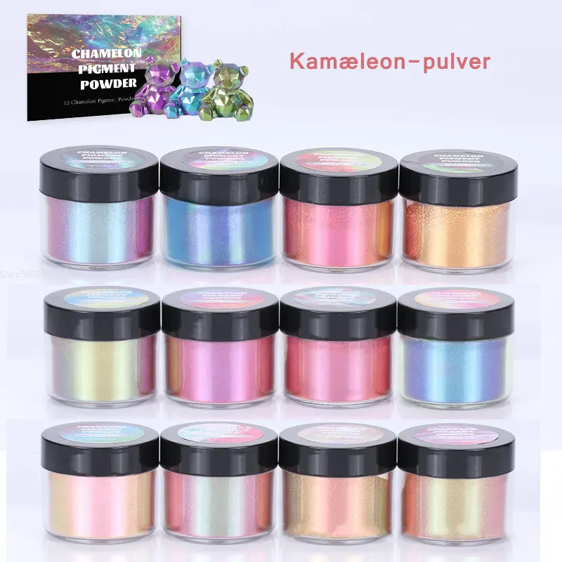 12 Colors Amazon 3/5g Chameleon Cosmetic Glitter DIY Shoes Fabric Dye Art Graffiti Bicycle Color Changing Powder