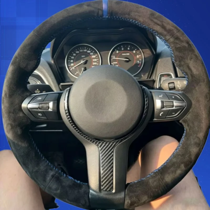 Hand Sewn Suede Steering Wheel Cover For BMW M Sport F30 F31 F34 F10 F11 F07 X1 X2 X3 F20 F21 F25 F32 F33 F36 F39 F48 Interior