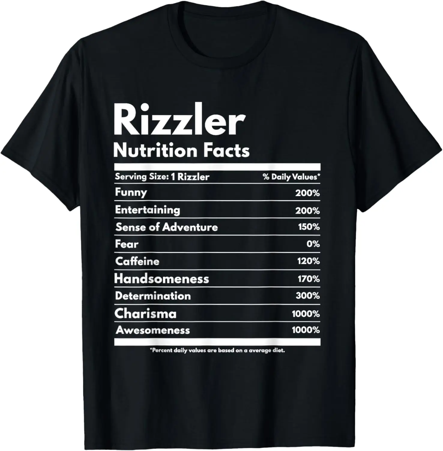 Rizzler Nutrition Facts W Rizz Sayin Rizz Funny Rizzler T-Shirt