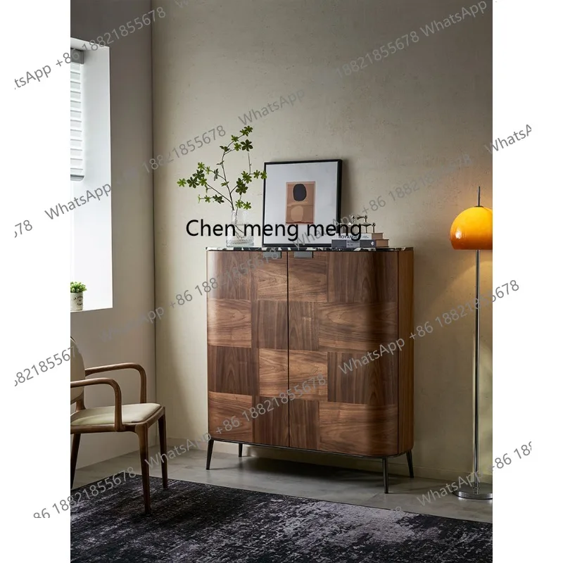 

Italian walnut dining side cabinet Nordic living room light luxury solid wood wine cabinet Storage storage cabinet