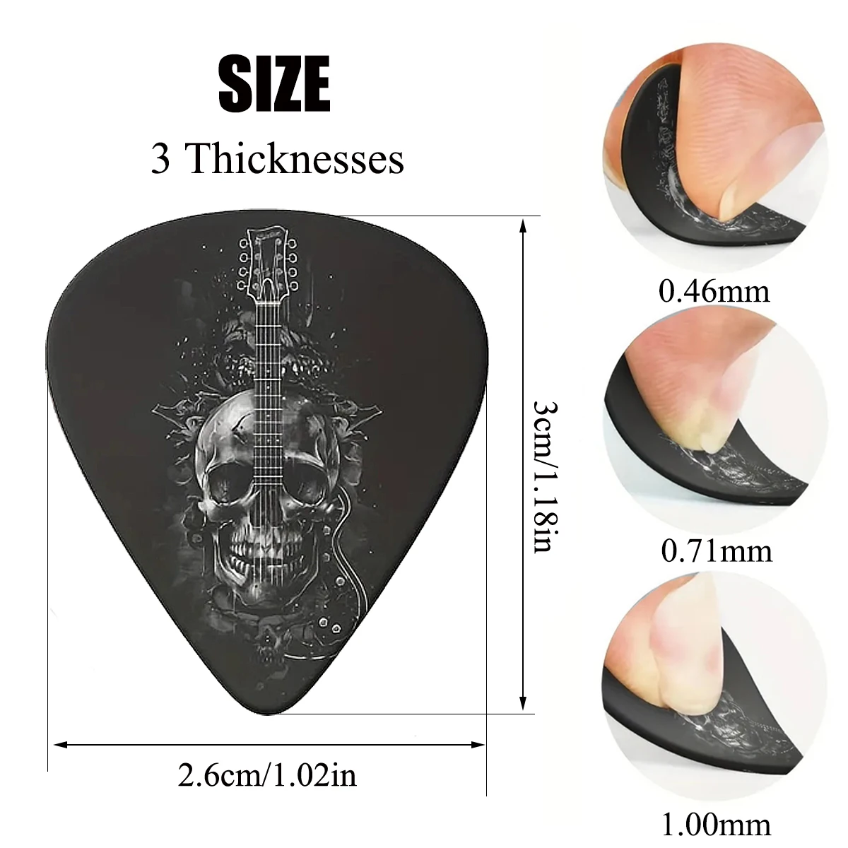 Miwayer 6 Pcs Original Sound Guitar Picks 0.46/0.71/1.00mm, Double-Sided Printed , Guitar Picks /Perfect Gift for Music Lovers