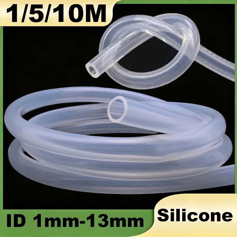 1/5/10M Food Grade Clear Transparent Silicone Rubber Hose ID 1 2 3 4 5 6 7 8 9 10 12 13mm O.D Flexible Nontoxic Silicone Tube