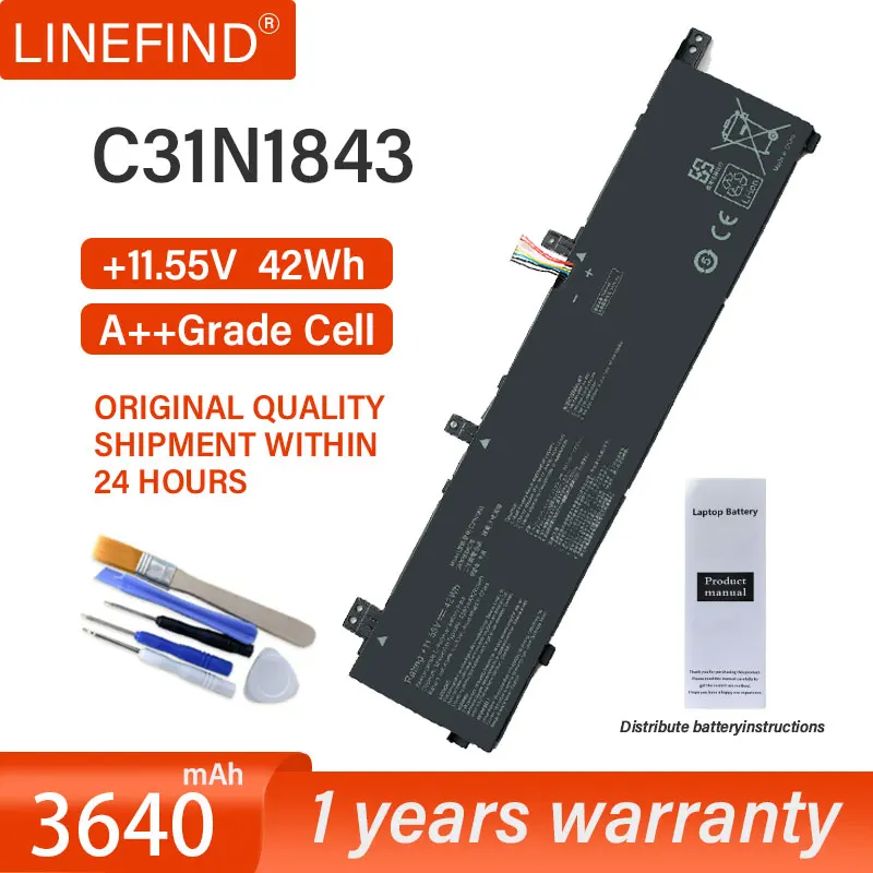 

New C31N1843 Laptop Battery For ASUS VivoBook S14 S432 S432FA S432FL S15 S532 S532FA S532FL X432FA X532FL 11.55V 42WH 4335mAh