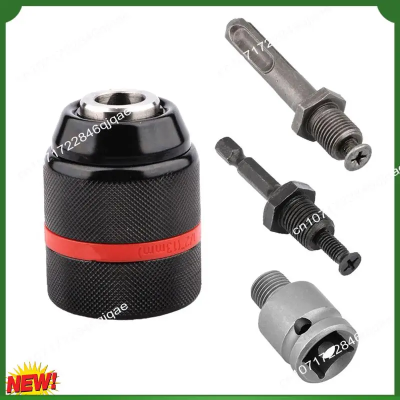 

A48I 13Mm Chuck Set Hand-Tight Self-Locking Chuck Impact Electric Hammer Wrench Conversion Round Hexagon Handle Power Drill Chuc