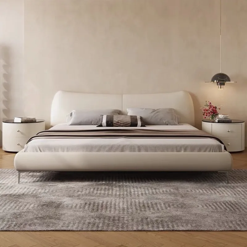 

Italian minimalist bed Small apartment double bed 1.8 meters light luxury simple modern master bedroom wedding bed European