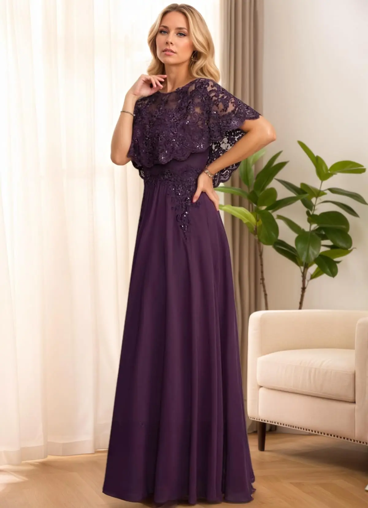 Robes mère de la mariée à manches courtes pour femmes, en mousseline de soie, avec lacets, longue robe de soirée formelle plissée avec paillettes