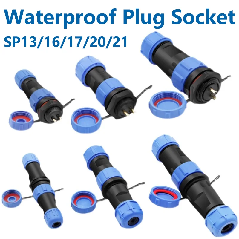 SP13 2-12PIN SP16/17 SP20/21 Waterproof Aviation Connectors Male/Female Plug Socket Nut/Docking IP68 Cable Wire Connector