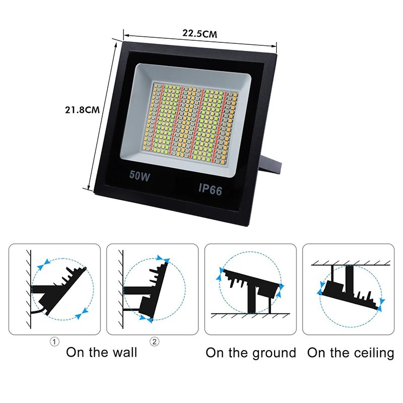 RGBCW スマート Led フラッドライト 50W、500W 相当屋外変色 LED 景観ライト、1600 万色 & タイミング & 音楽同期