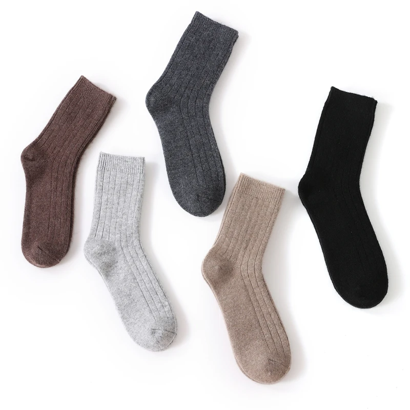 

100% кашемировые носки для мужчин и женщин, теплая толстая вязаная однотонная новая стильная популярная уютная зимняя обувь