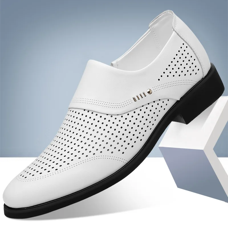 Summer Mesh Casual Men's Shoes Breathable Top Layer Cowhide Soft Male Leather Hollow Out Design Man Comfortable Loafers Sandals