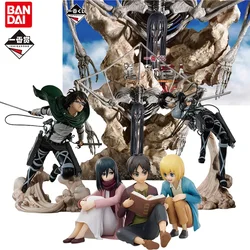 Genuine Bandai Ichiban Attack on Titan Anime Figure Eren Jaeger Levi Ackerman Hanji Zoe Action Toys Kids Gift Collectible Model