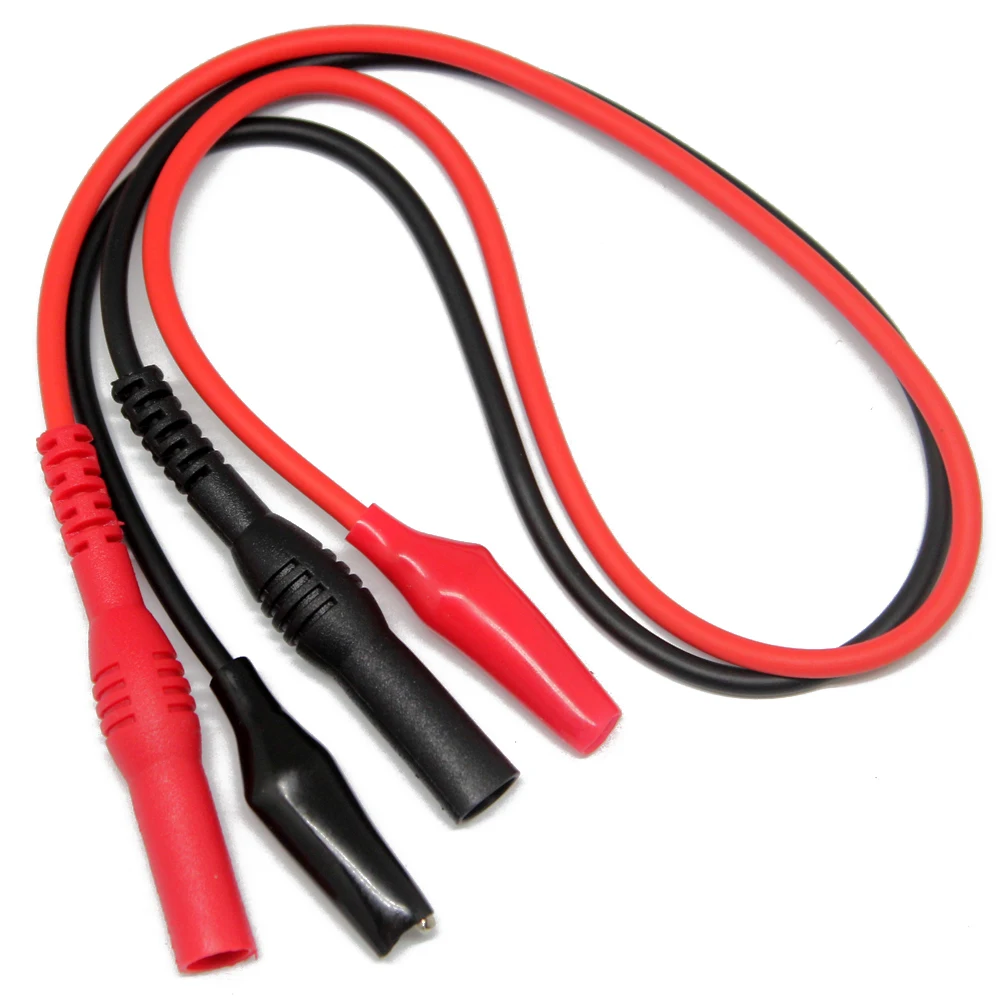 USA เรือ 4 คู่ AideTek SHARP Hard เข็มสแตนเลสทดสอบสําหรับมัลติมิเตอร์ 600V 1A 4 มม.คลิปจระเข้ 40 มม.P1040