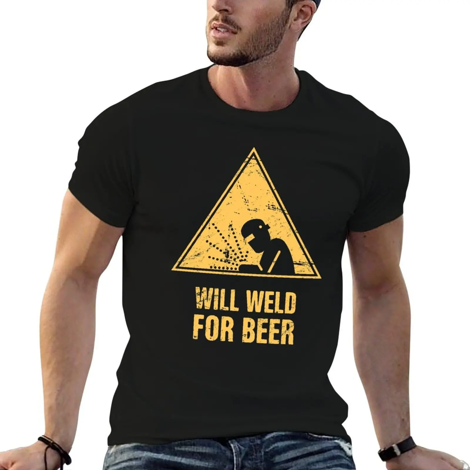 

Will Weld For Beer | Funny Welding Design T-Shirt t shirts for man pack cotton t shirt man designer T-Shirt