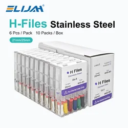 Limas H de acero inoxidable para uso manual Dental, herramientas de tratamiento de odontología, Canal radicular endodóntico, 21cm, 25mm, 10 cajas por paquete