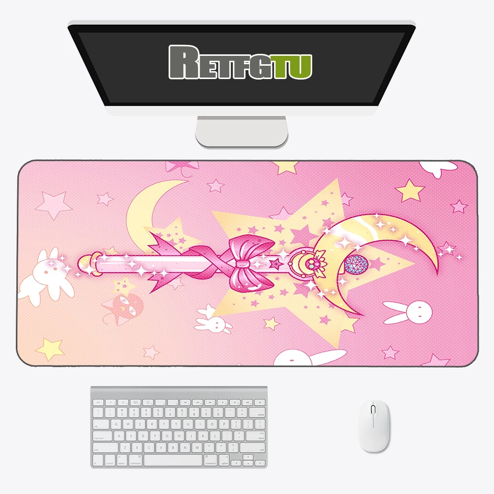 Anime Mouse Pad Magic Moon Sakura Gamer Mousepad Cute Desk Mat Washable Large Gaming Mouse Mat Locking Edge keyboard desk Pads