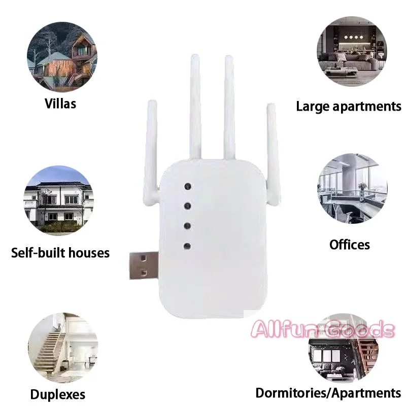[T5]Wireless Signal Repeater Wired WiFi Range Extender Enhanced Internet Amplifier for Home Office Bedroom Stable Connection